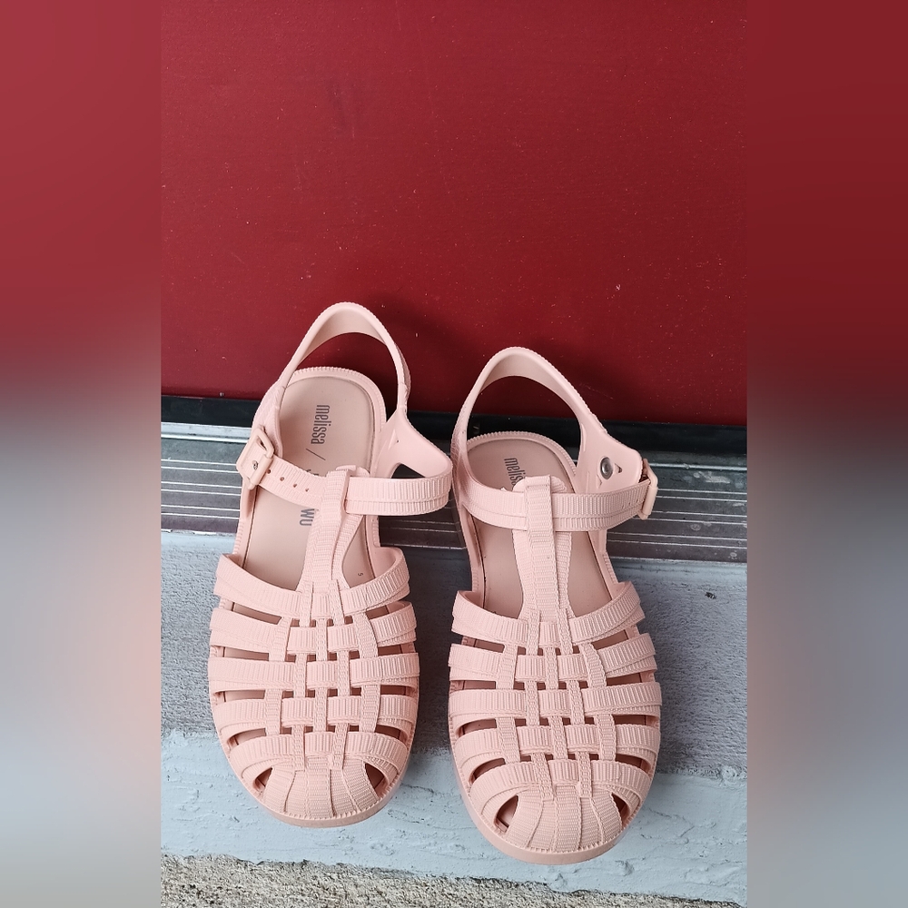 Melissa/Jason Wu peach Possession  jelly fisherman sandals size 6 - Picture 2 of 6